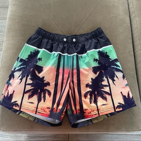 Pull-in Men’s Short Jam Palm Tree Swim Trunks M - Picture 4 of 14